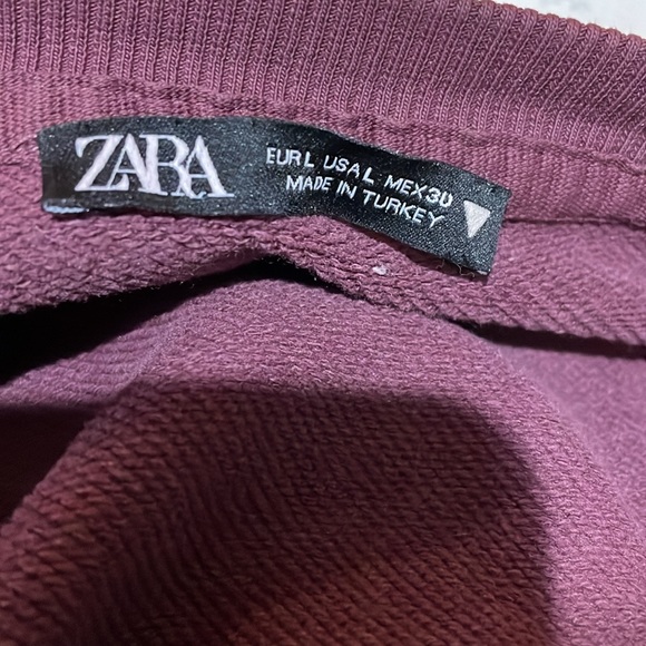 Zara Mauve/ Purple cropped sweatshirt in size large with shoulder pads - Picture 2 of 6